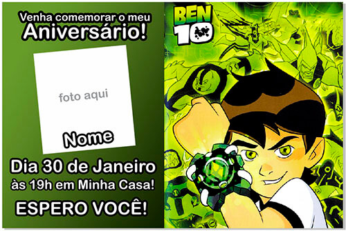 Modelo Convite Ben 10 CorelDRAW [Download Grátis]