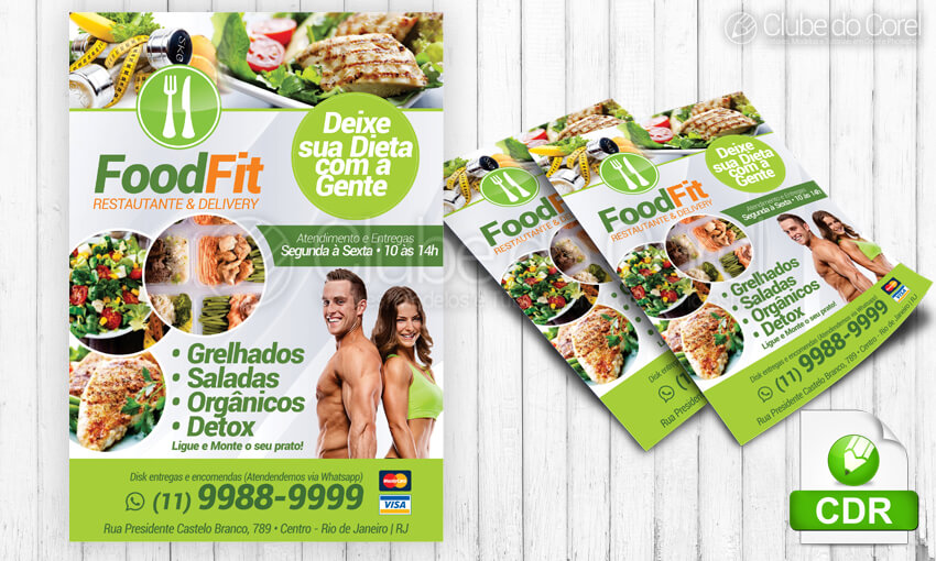 Panfleto Comida Fitness Saudável - Modelo Pronto
