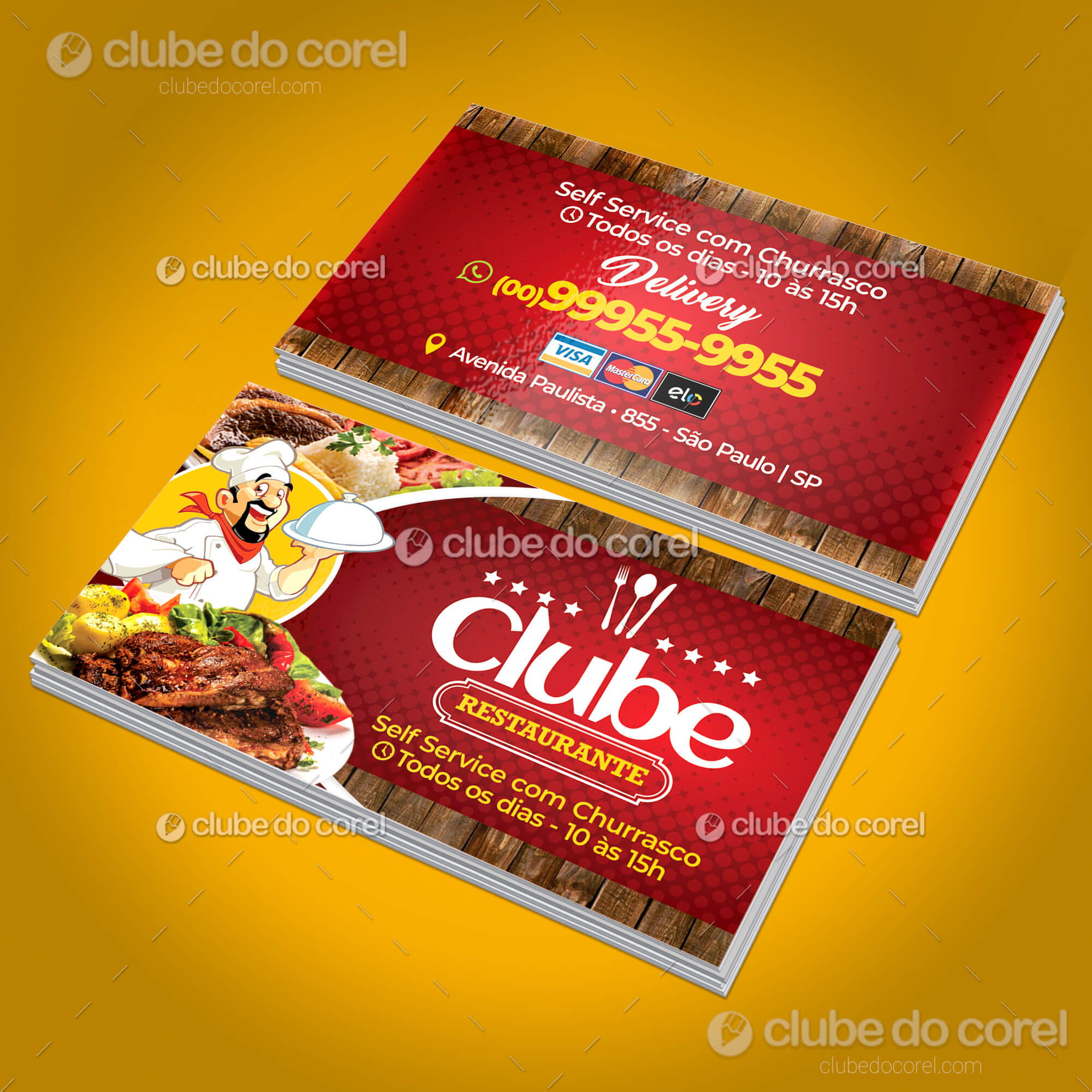 Cartão de Visita Restaurante - Modelo Pronto