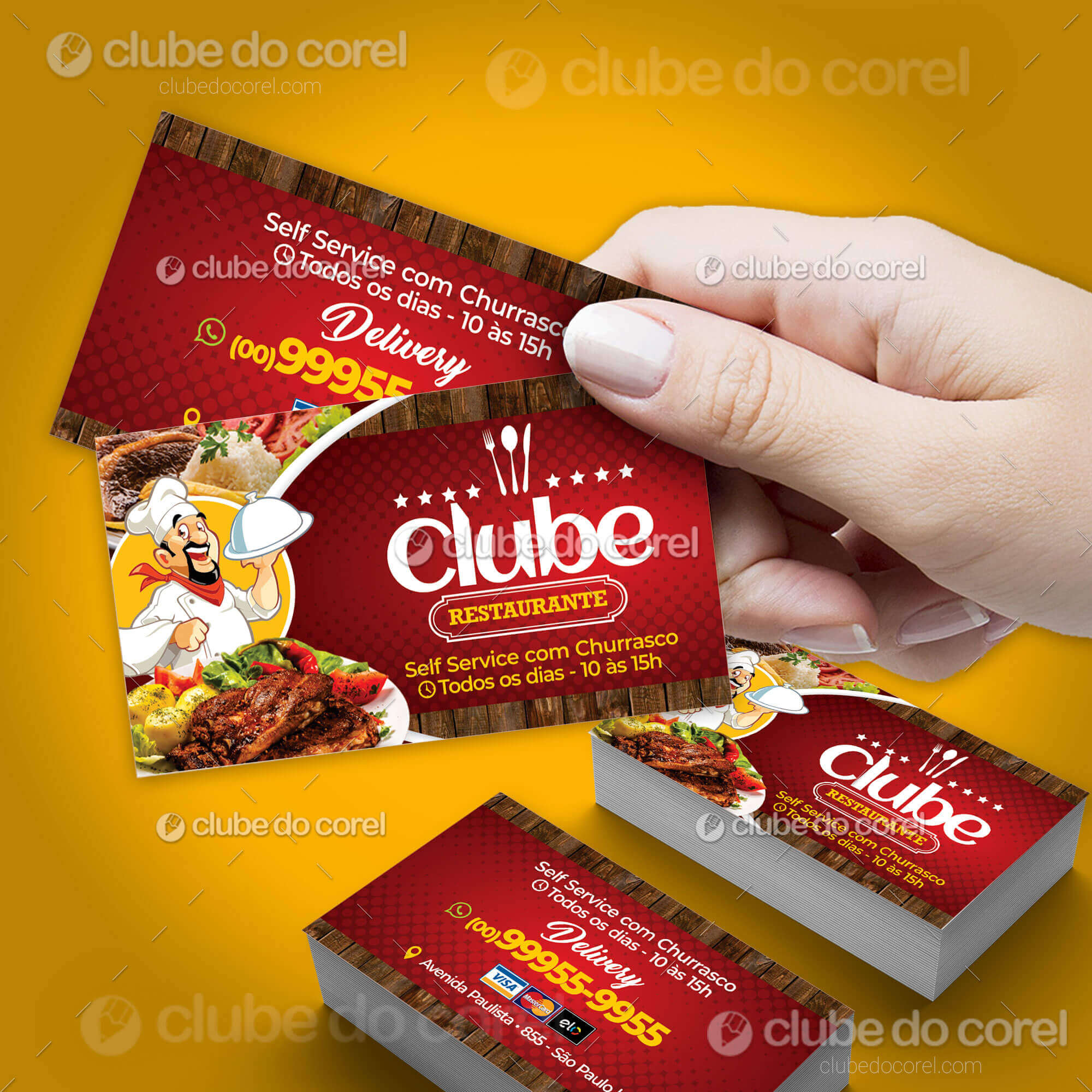 Cartão de Visita Restaurante - Modelo Pronto