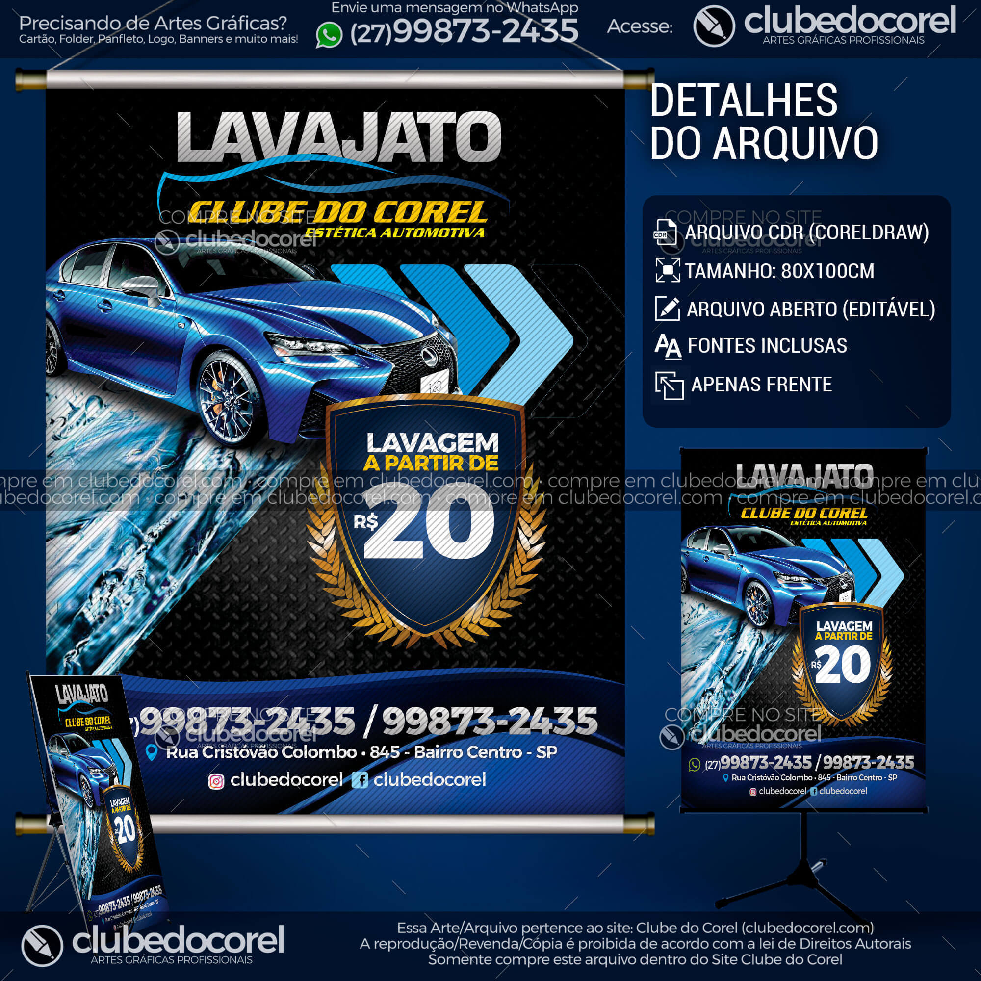 Banner Lava Jato - Modelo Pronto (CDR e PDF)