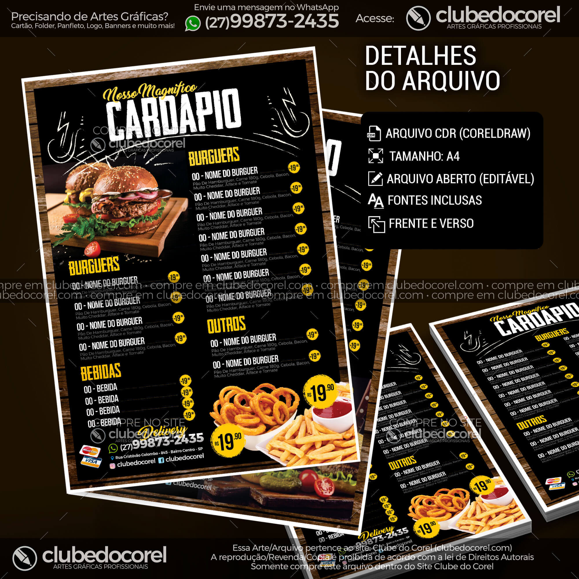 Cardápio Lanchonete #03 - Burguer Gourmet (CDR e PDF)