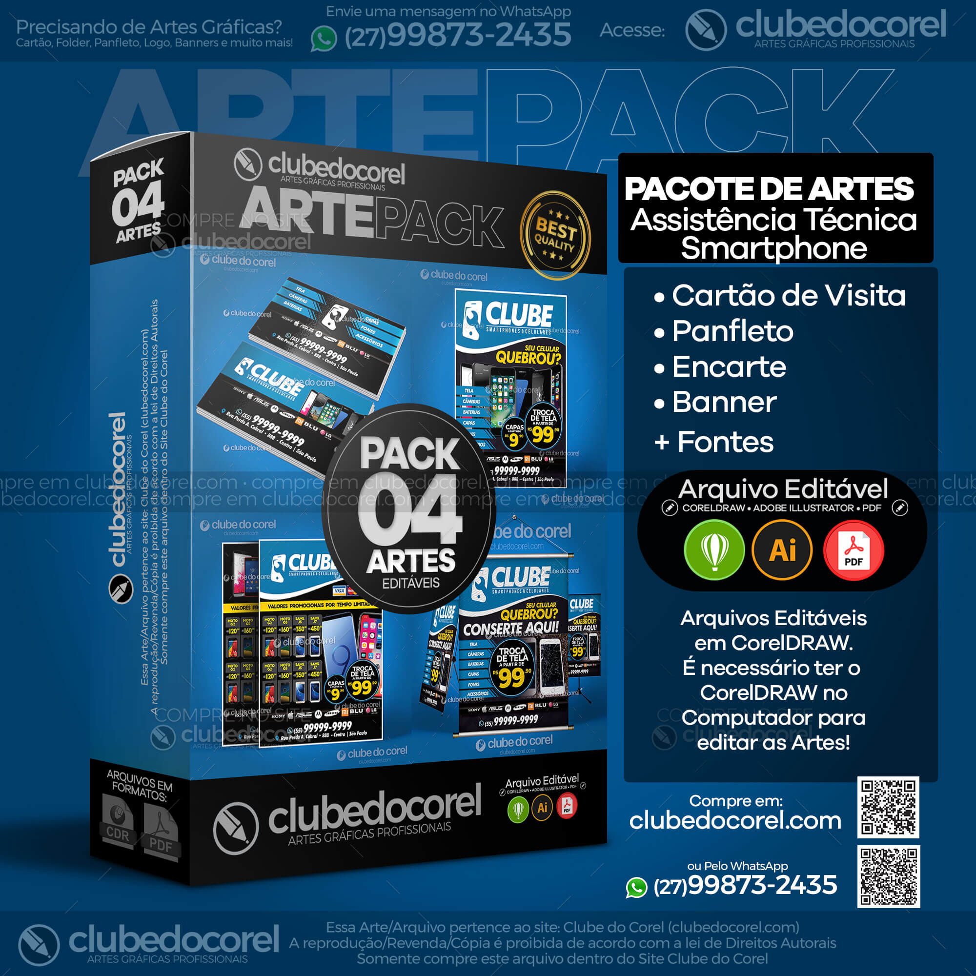 Pacote Artes - Conserto Assistência Smartphone Celular [CDR / AI / PDF]