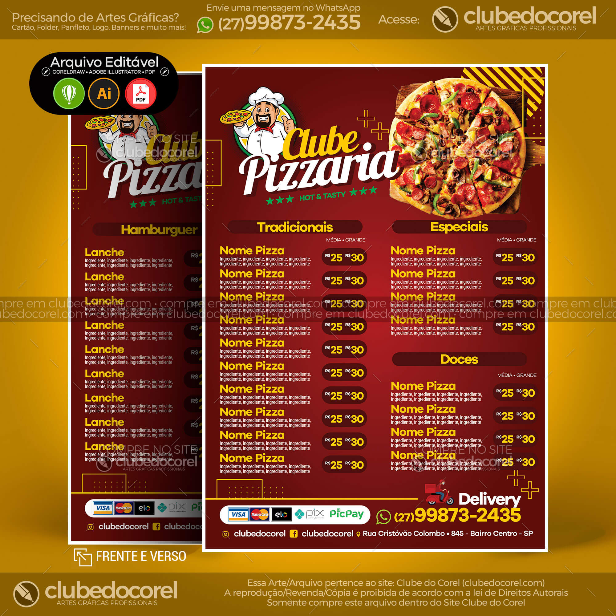 Cardápio Pizzaria #03 - Pizza Moderno [CDR AI PDF]