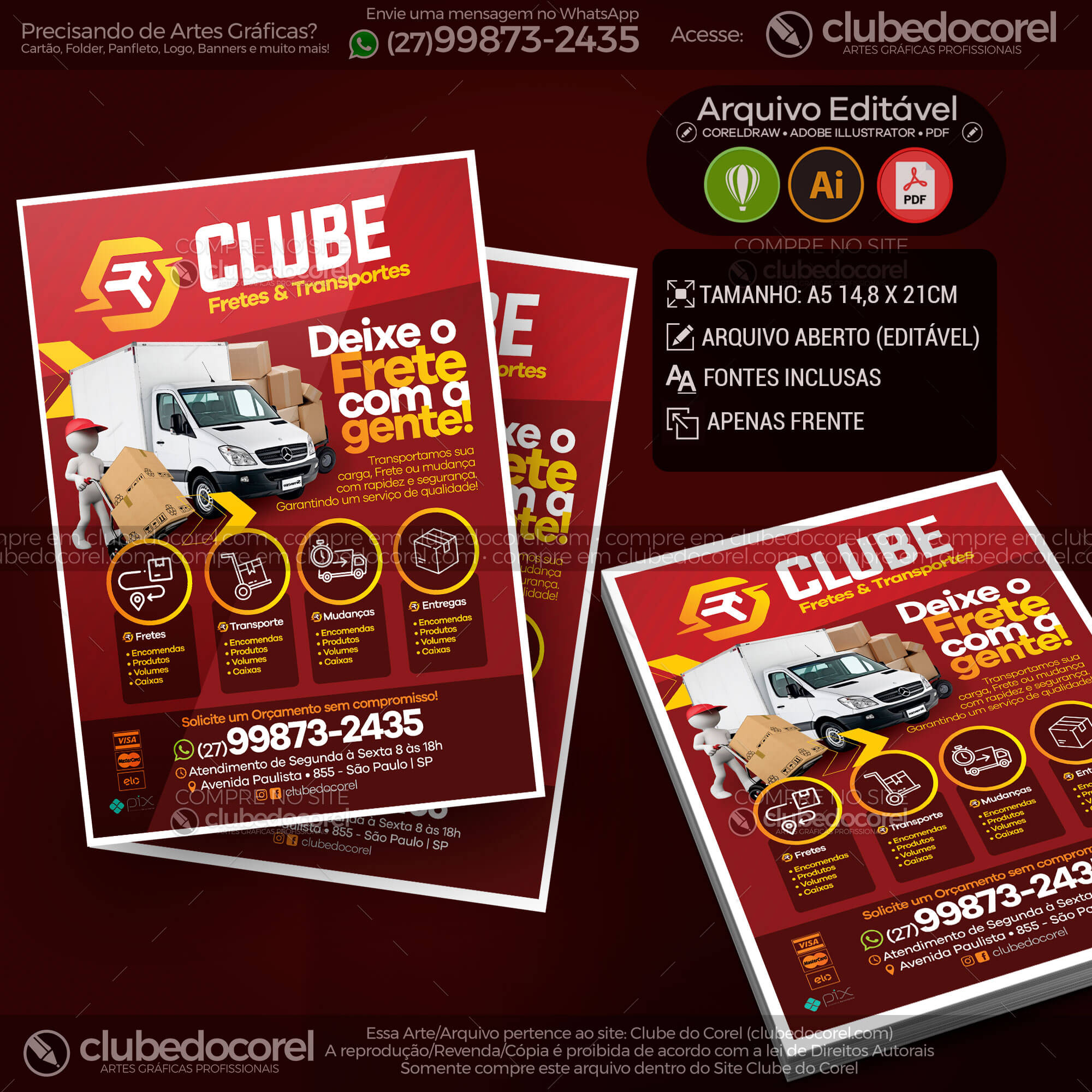 Panfleto Flyer - Frete Mudanças Cargas Encomendas - Modelo Editável [CDR AI PDF]