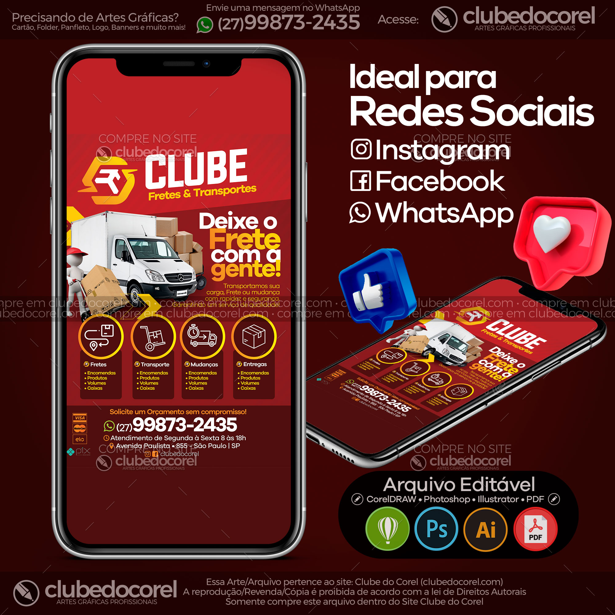 Panfleto Flyer - Frete Mudanças Cargas Encomendas - Modelo Editável [CDR AI PDF]