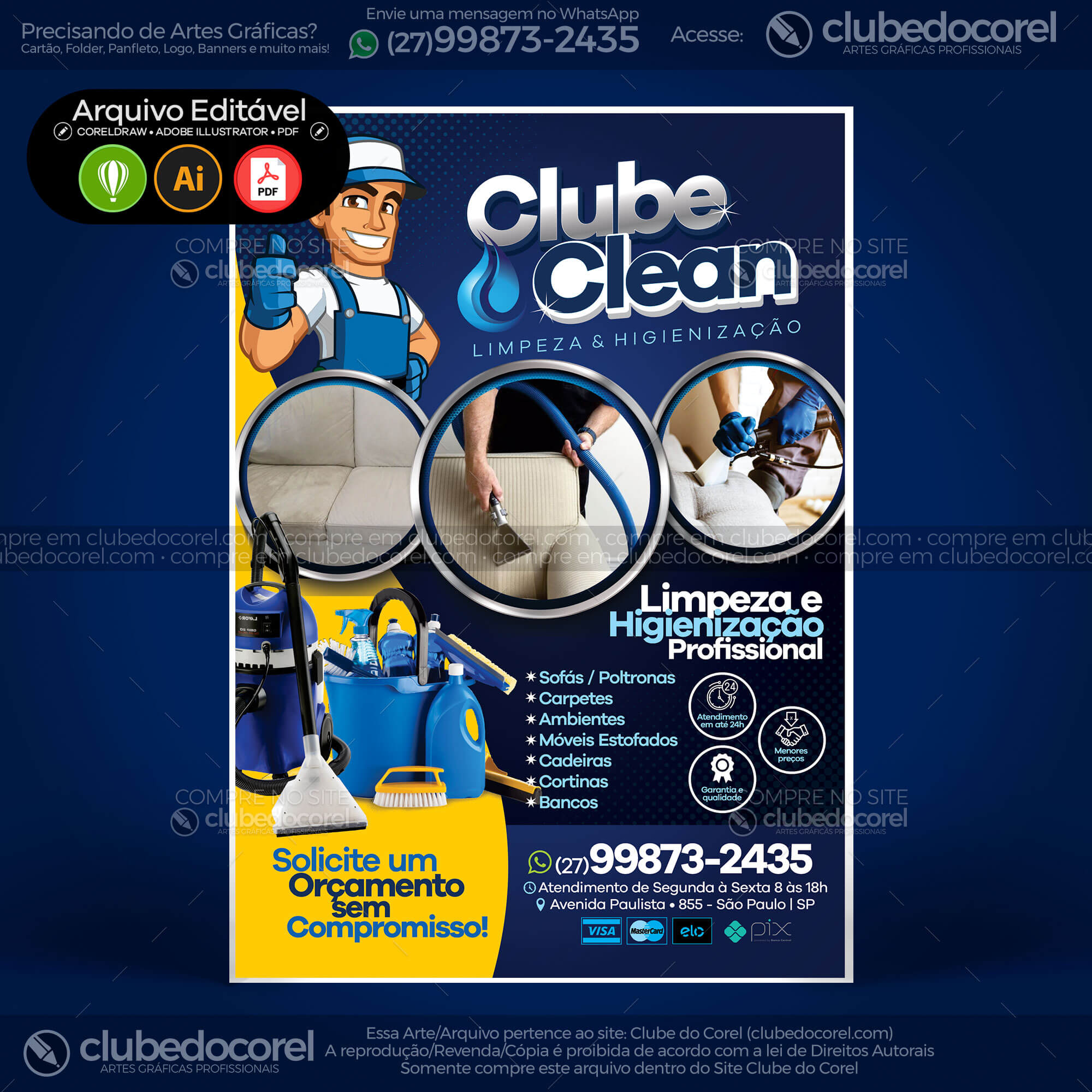 Panfleto Flyer - Limpeza Estofados - Modelo Editável [CDR AI PDF]