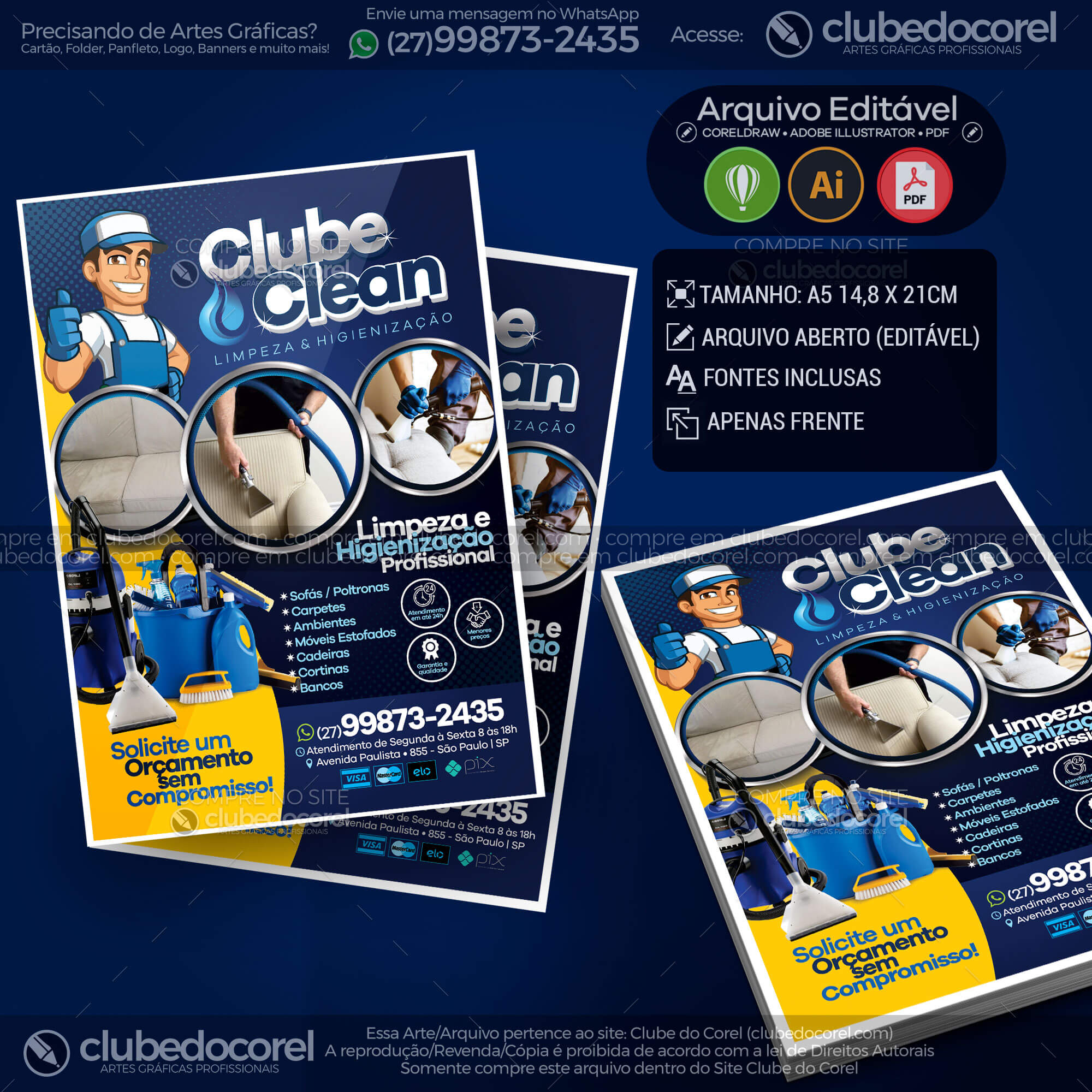 Panfleto Flyer - Limpeza Estofados - Modelo Editável [CDR AI PDF]