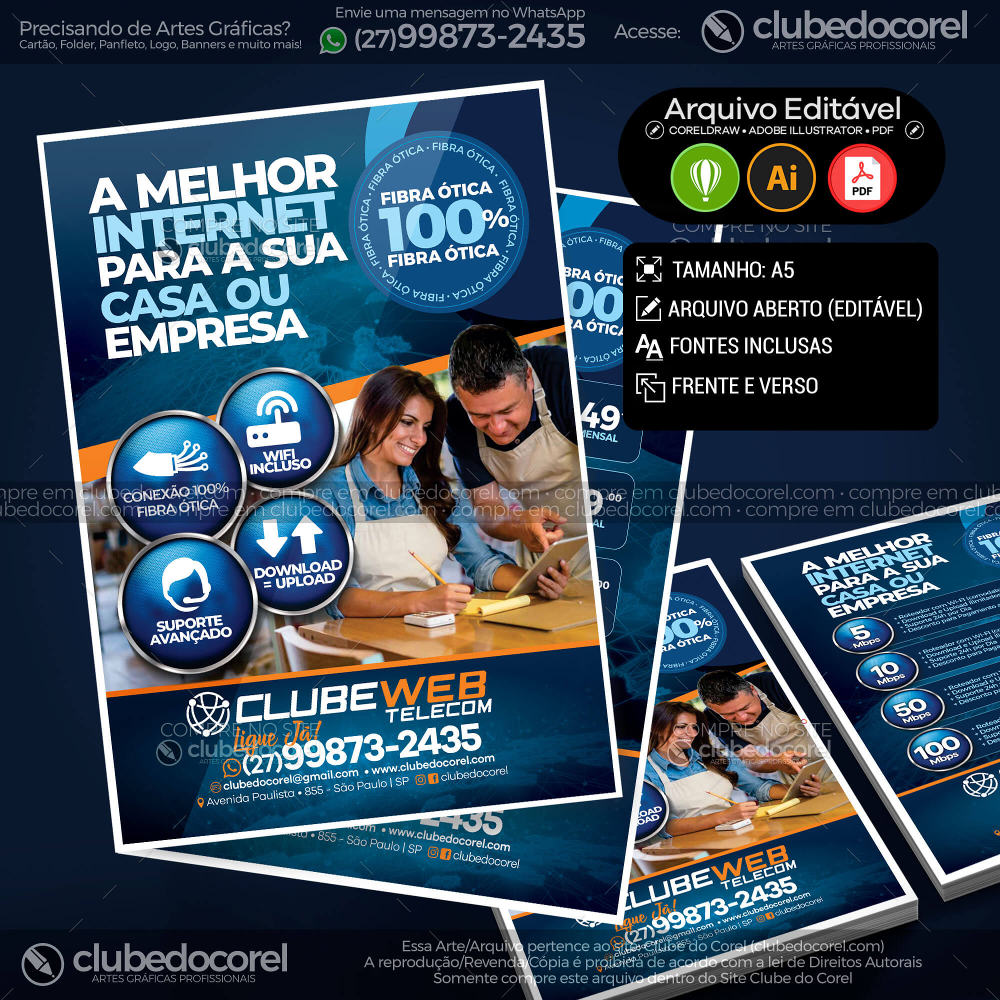 Panfleto Flyer - Provedor Internet - Modelo Editável [CDR AI PDF] #01