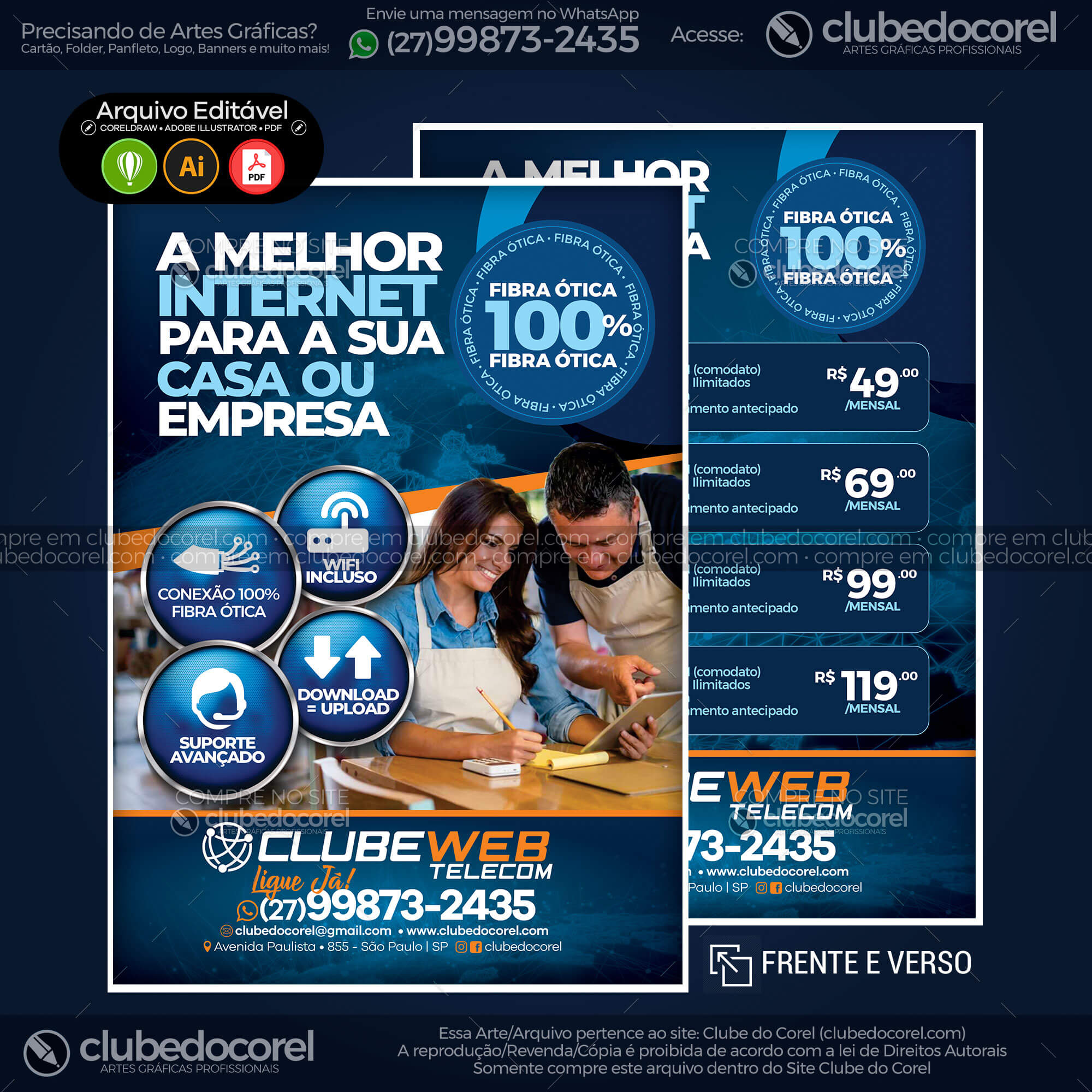 Panfleto Flyer - Provedor Internet - Modelo Editável [CDR AI PDF] #01