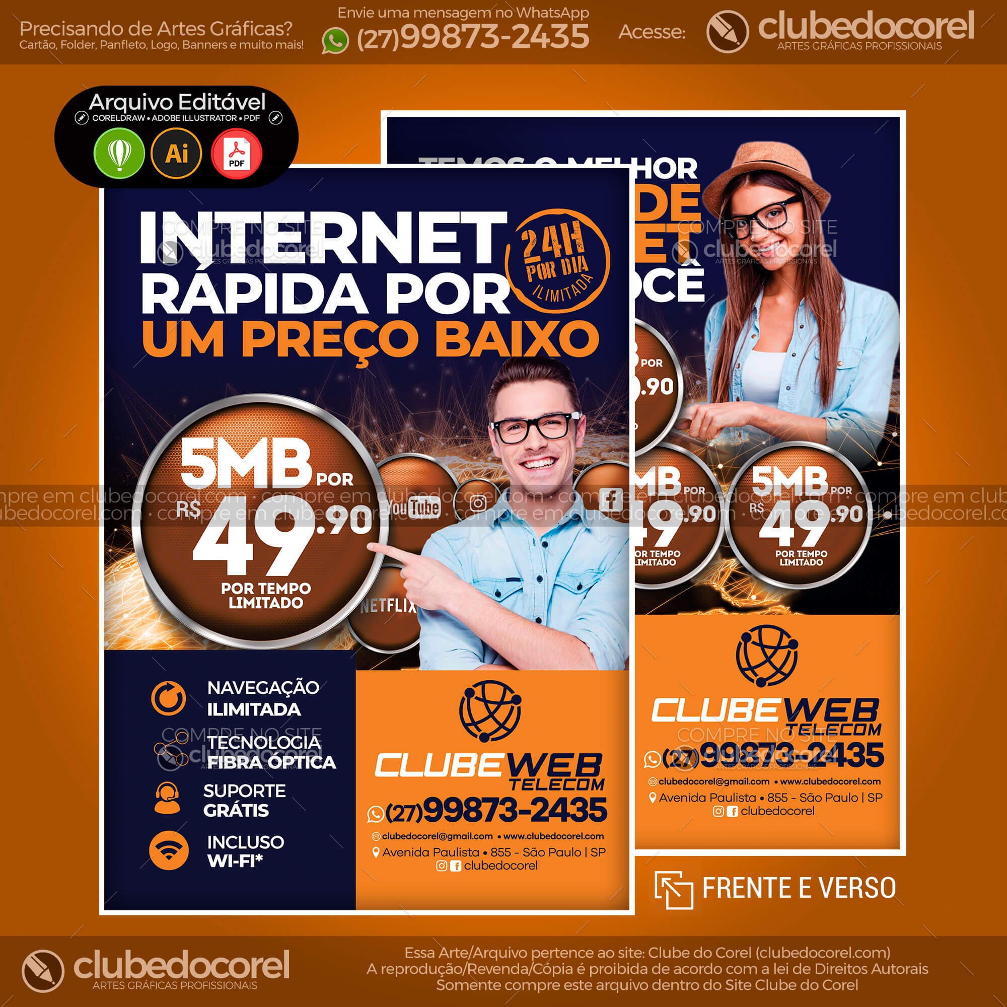 Panfleto Flyer - Provedor Internet - Modelo Editável [CDR AI PDF] #02