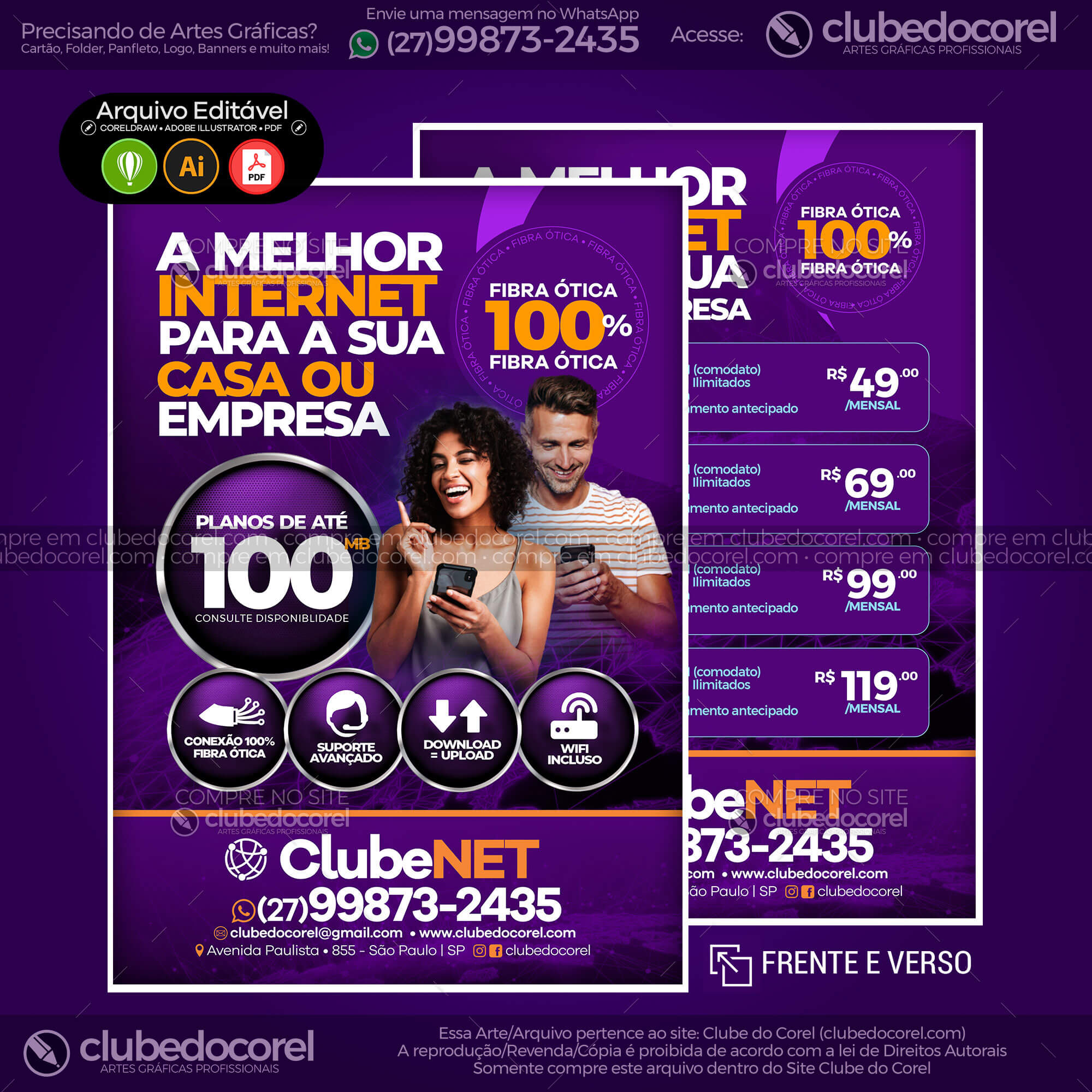 Panfleto Flyer - Provedor Internet - Modelo Editável [CDR AI PDF] #03
