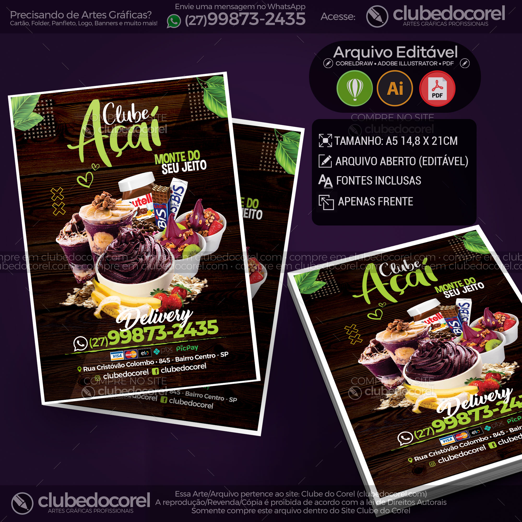Panfleto Flyer - Açaí Açaiteria #04 [CDR AI PDF]