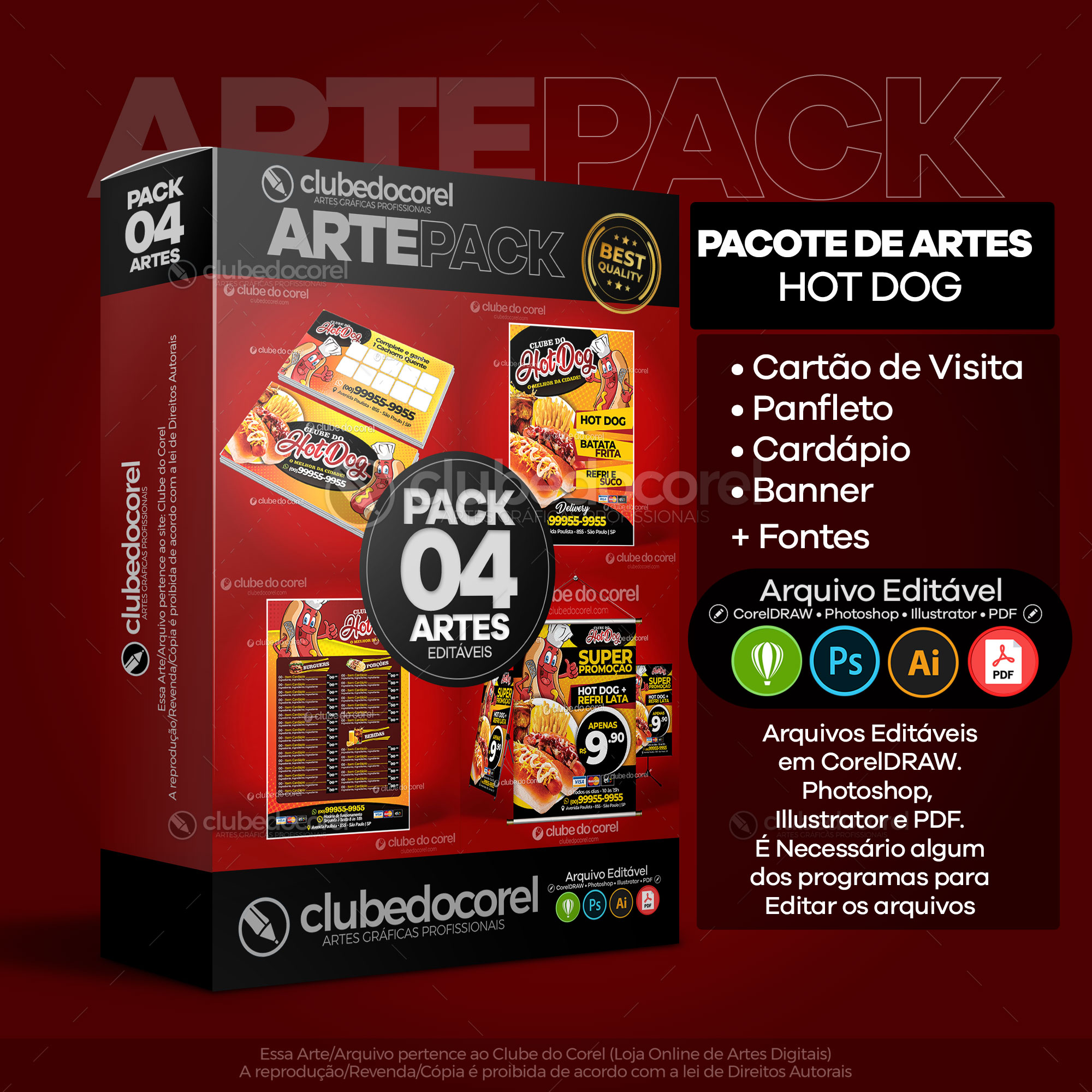 Pacote de Artes Hot Dog - Cachorro Quente [CDR PSD AI PDF]
