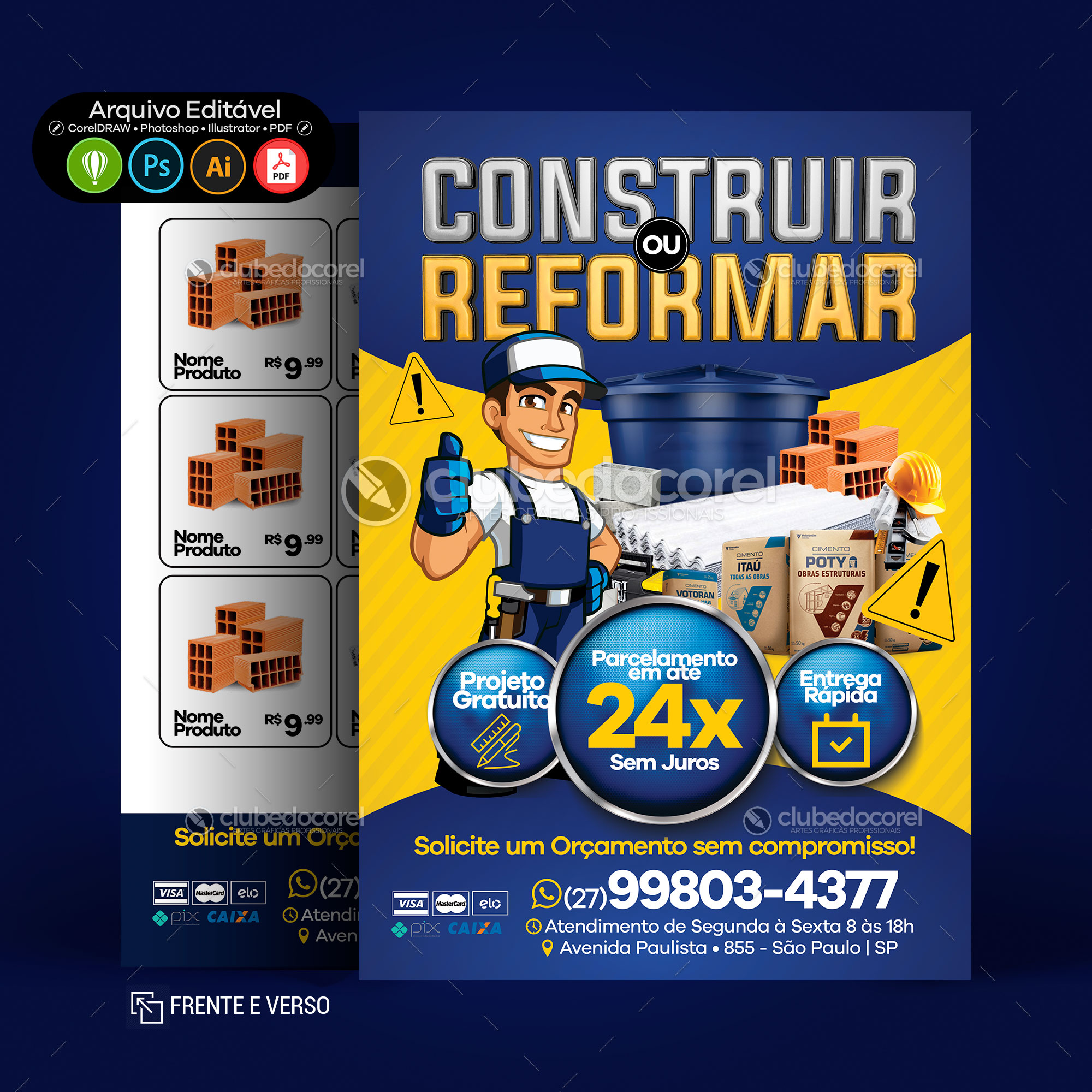 Panfleto / Flyer - Material de Construção #02 [CDR PSD AI PDF]