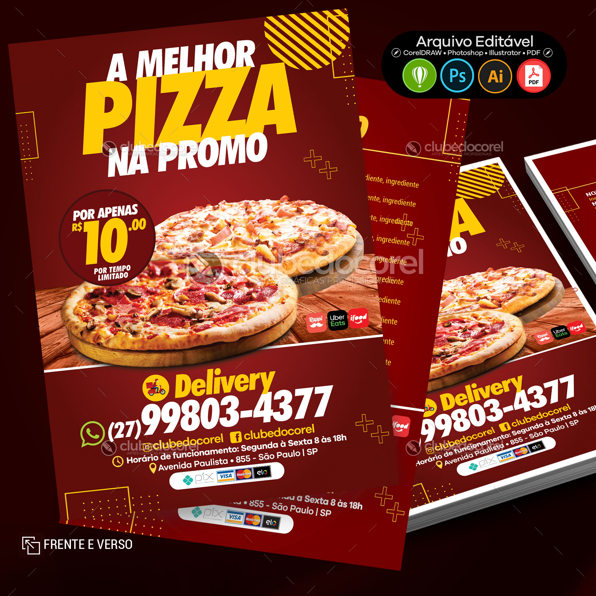 Panfleto / Flyer / Banner / Post / Arte - Pizza Pizzaria #02 [CDR PSD AI PDF]