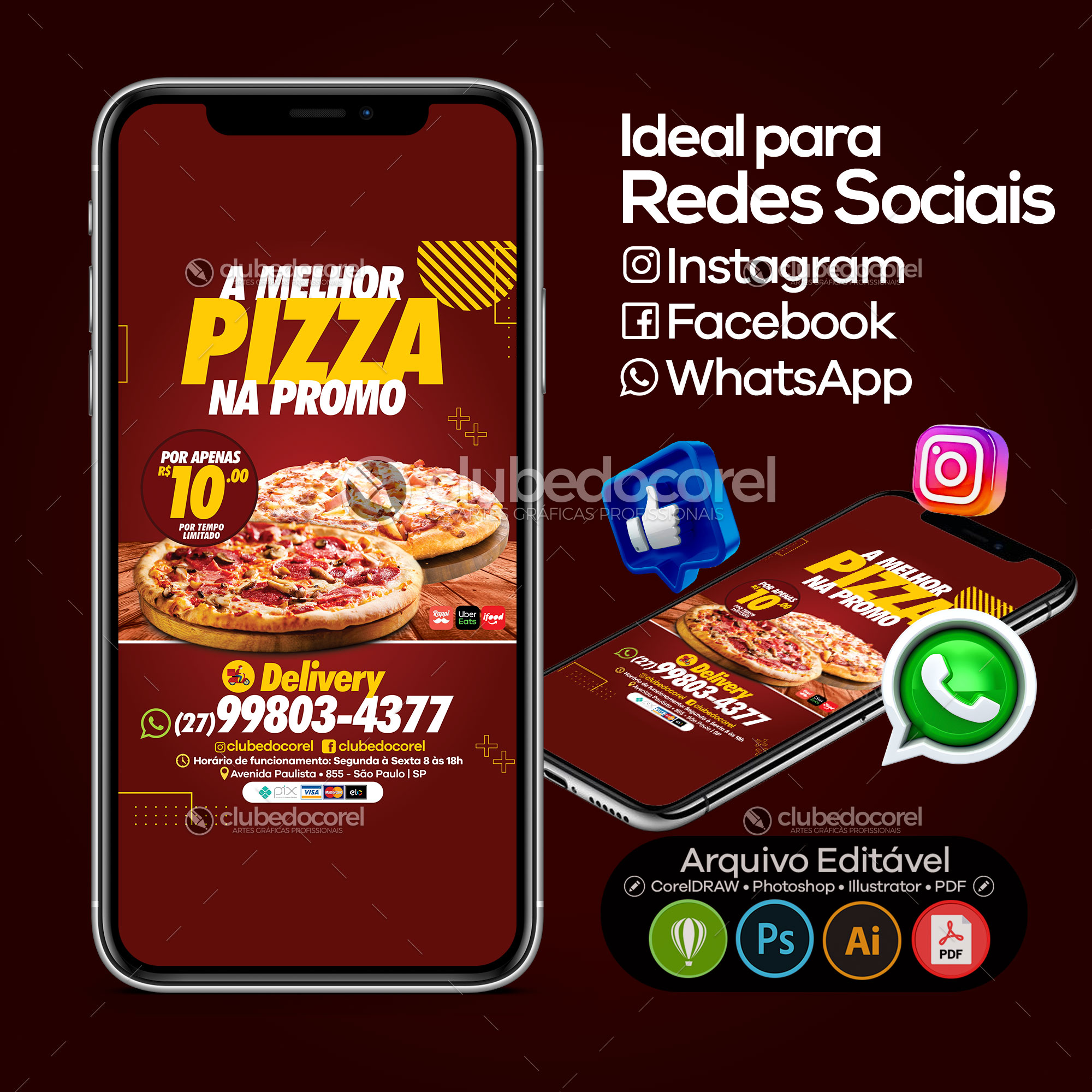 Panfleto / Flyer / Banner / Post / Arte - Pizza Pizzaria #02 [CDR PSD AI PDF]