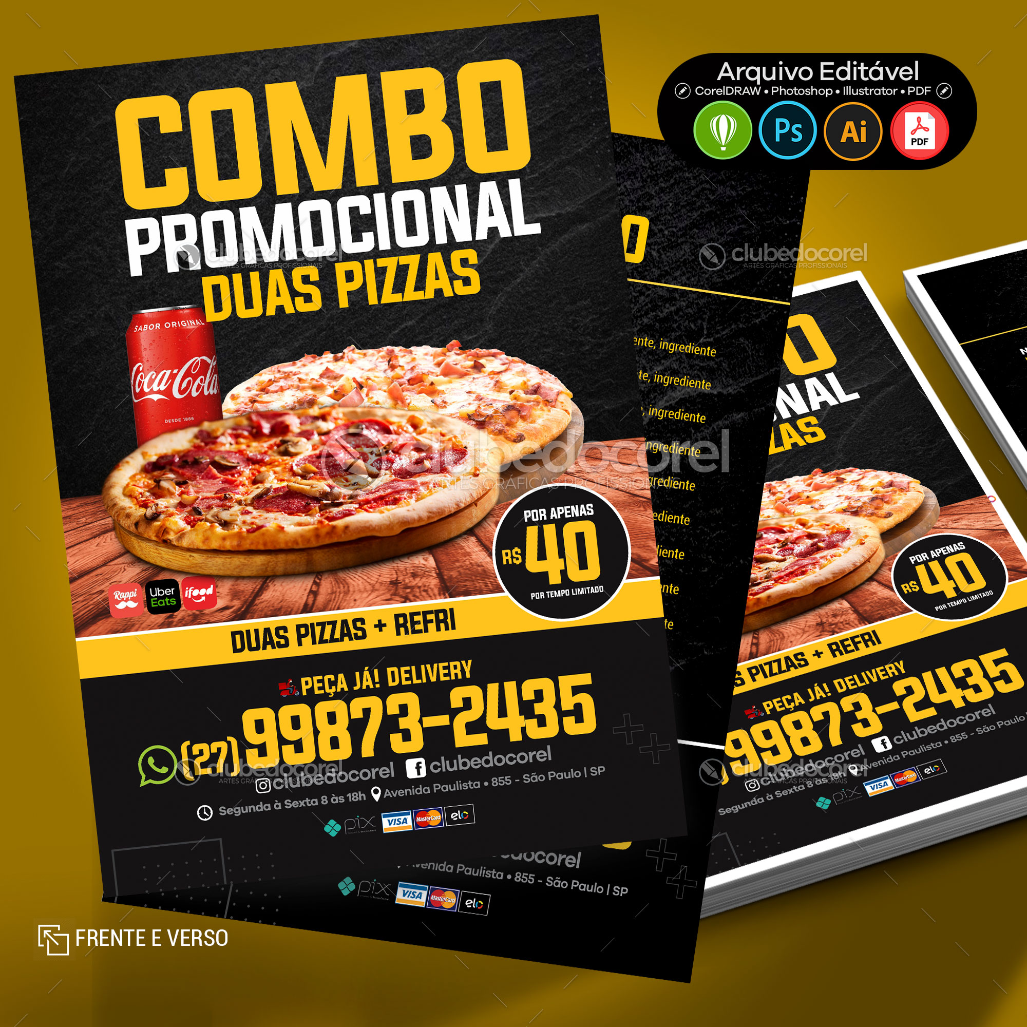 Panfleto / Flyer / Banner / Post / Arte - Pizza Pizzaria #03 [CDR PSD AI PDF]