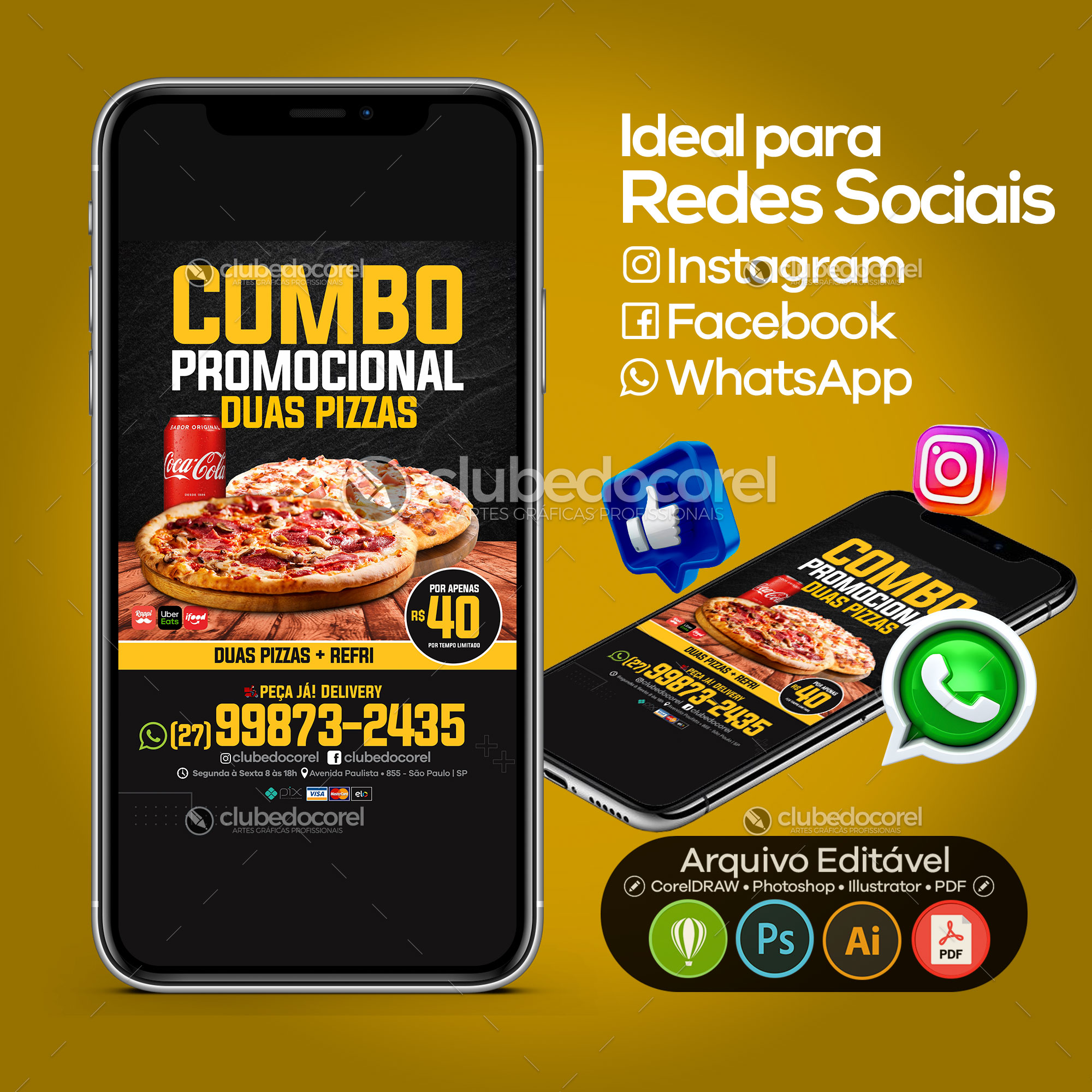 Panfleto / Flyer / Banner / Post / Arte - Pizza Pizzaria #03 [CDR PSD AI PDF]
