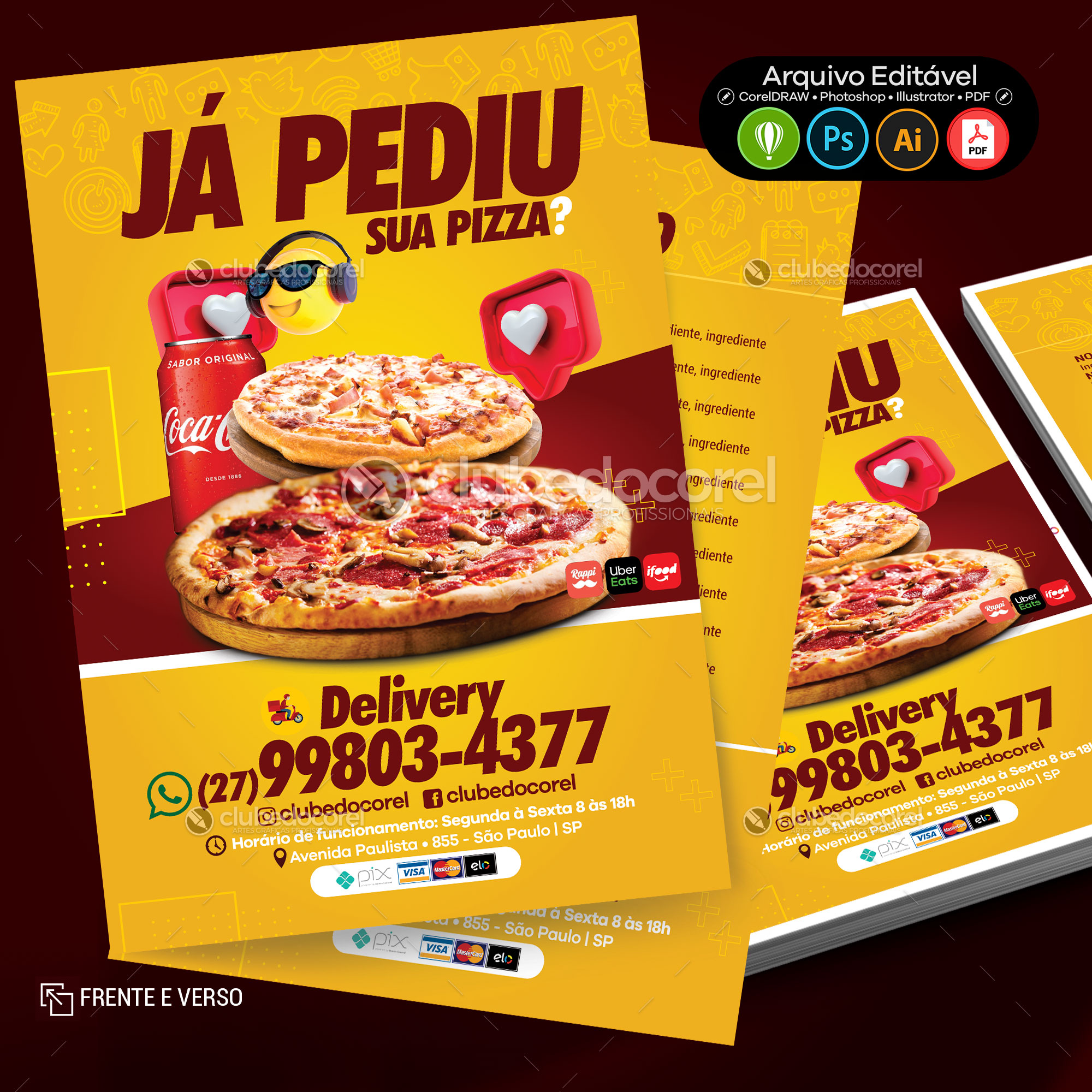 Panfleto / Flyer / Banner / Post / Arte - Pizza Pizzaria #04 [CDR PSD AI PDF]
