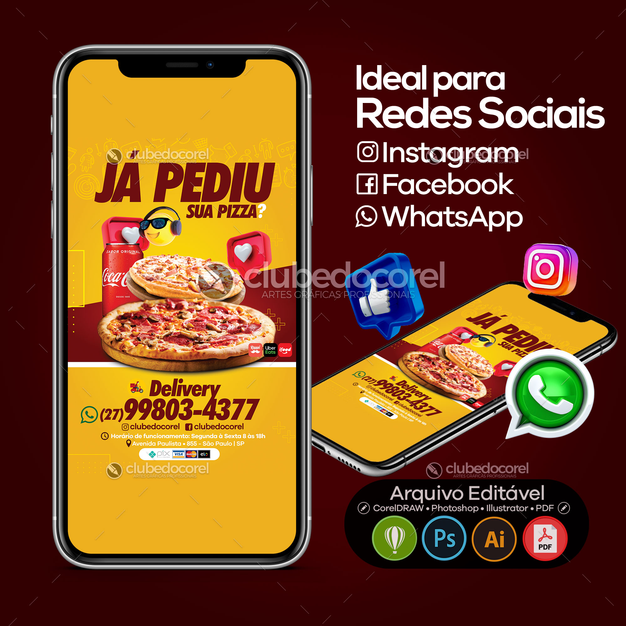 Panfleto / Flyer / Banner / Post / Arte - Pizza Pizzaria #04 [CDR PSD AI PDF]
