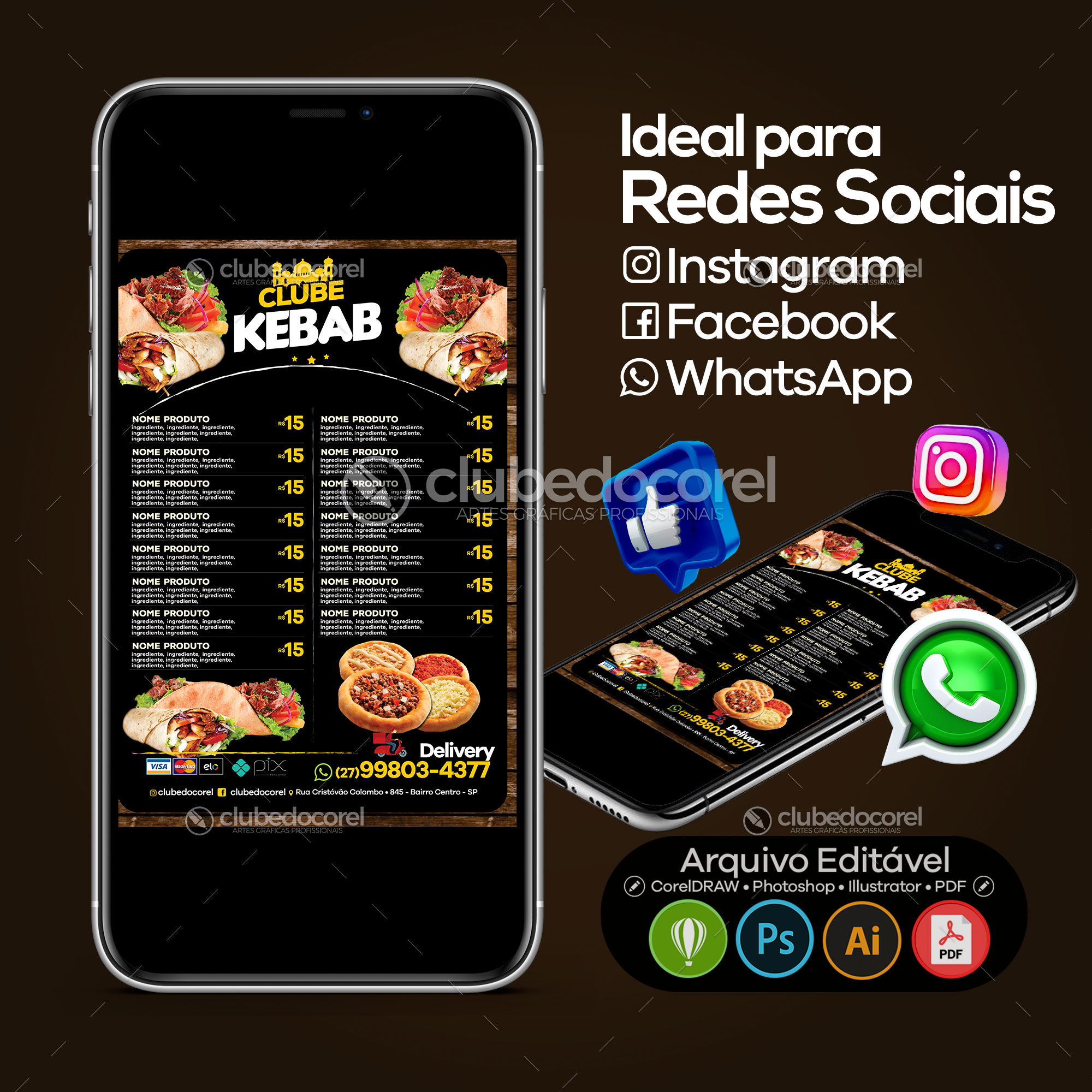 Cardápio Kebab Shawarma Wrap - Editável #02