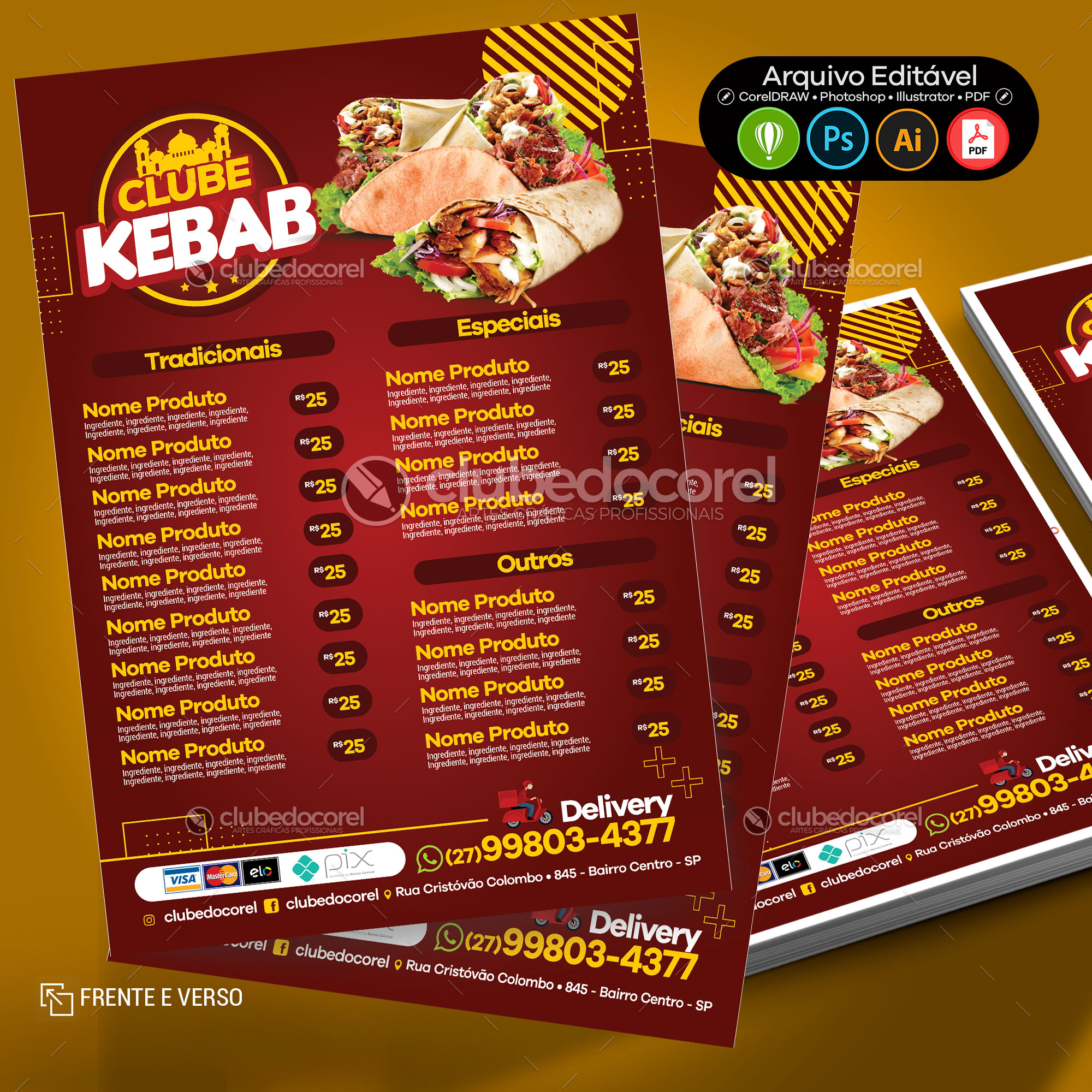 Cardápio Kebab Shawarma Wrap - Editável #03