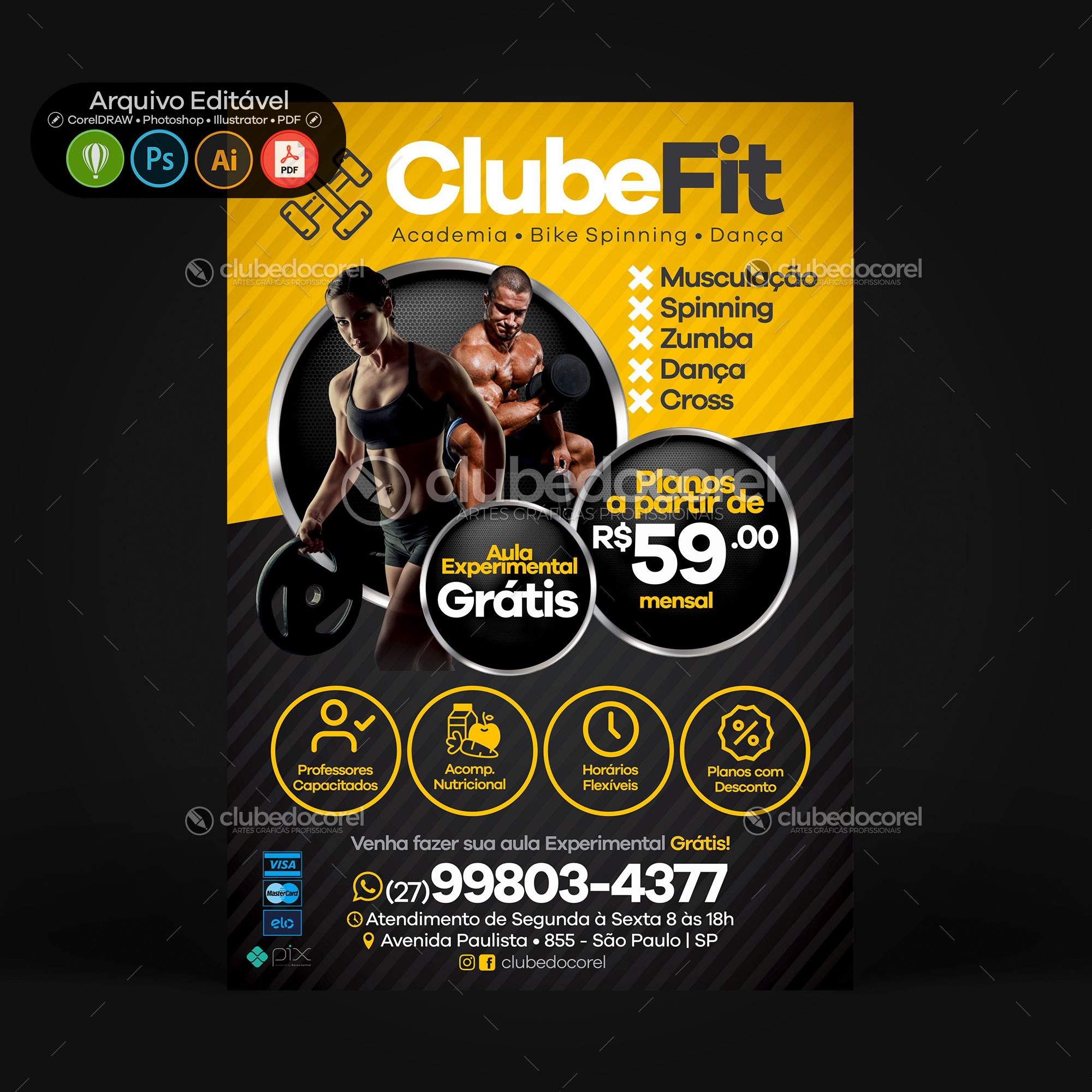 Panfleto / Flyer / Banner / Post - Academia #02 [CDR PSD AI PDF]