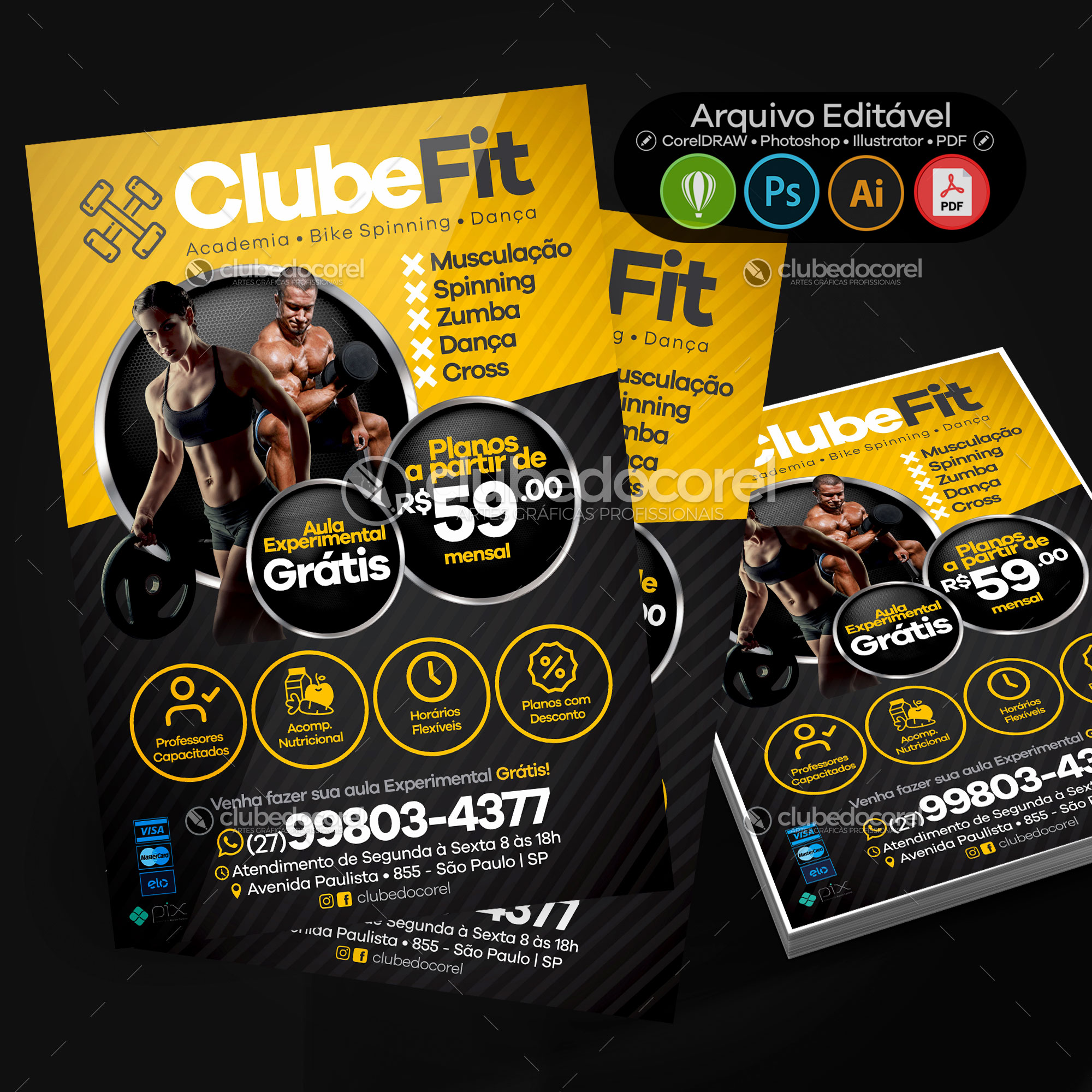 Panfleto / Flyer / Banner / Post - Academia #02 [CDR PSD AI PDF]