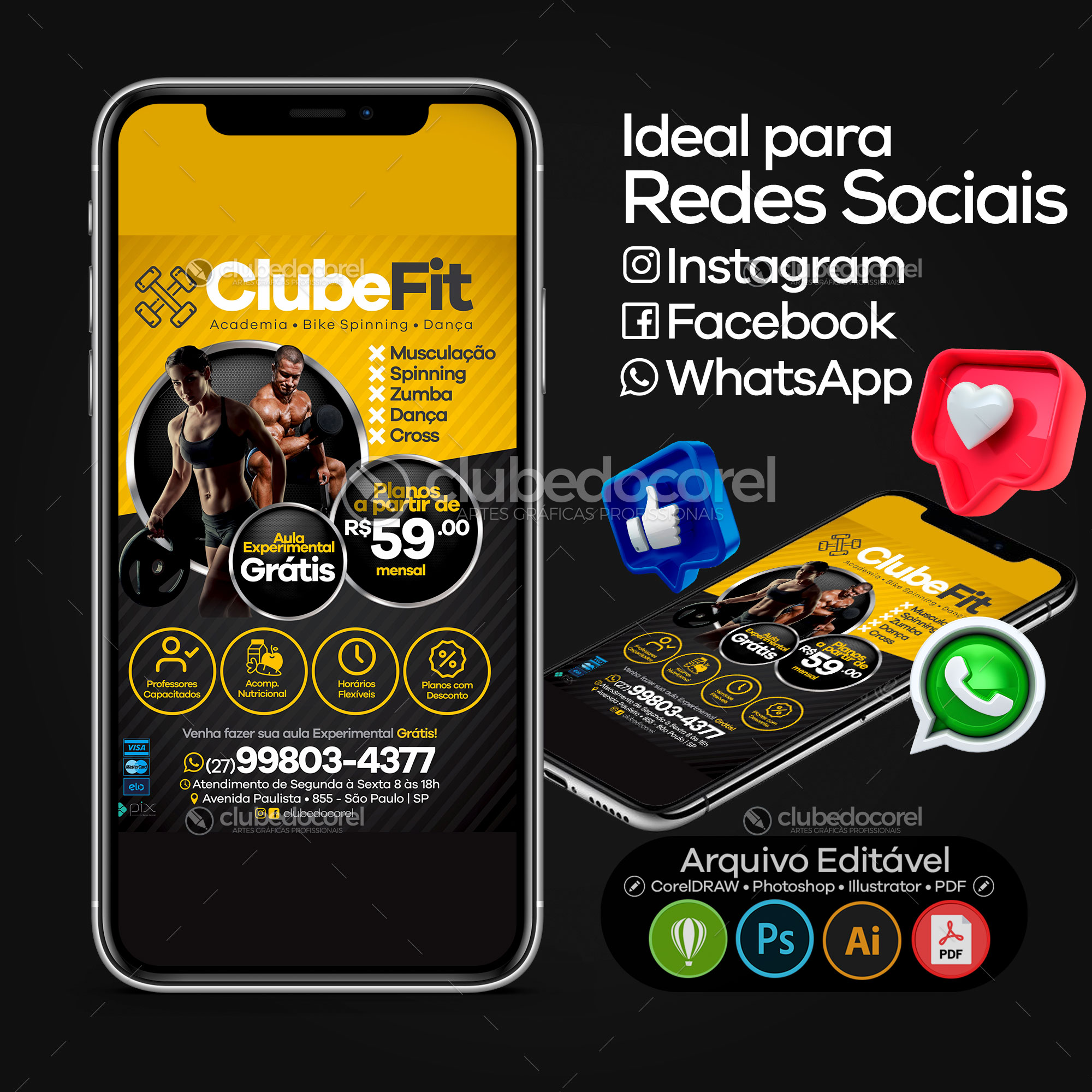 Panfleto / Flyer / Banner / Post - Academia #02 [CDR PSD AI PDF]