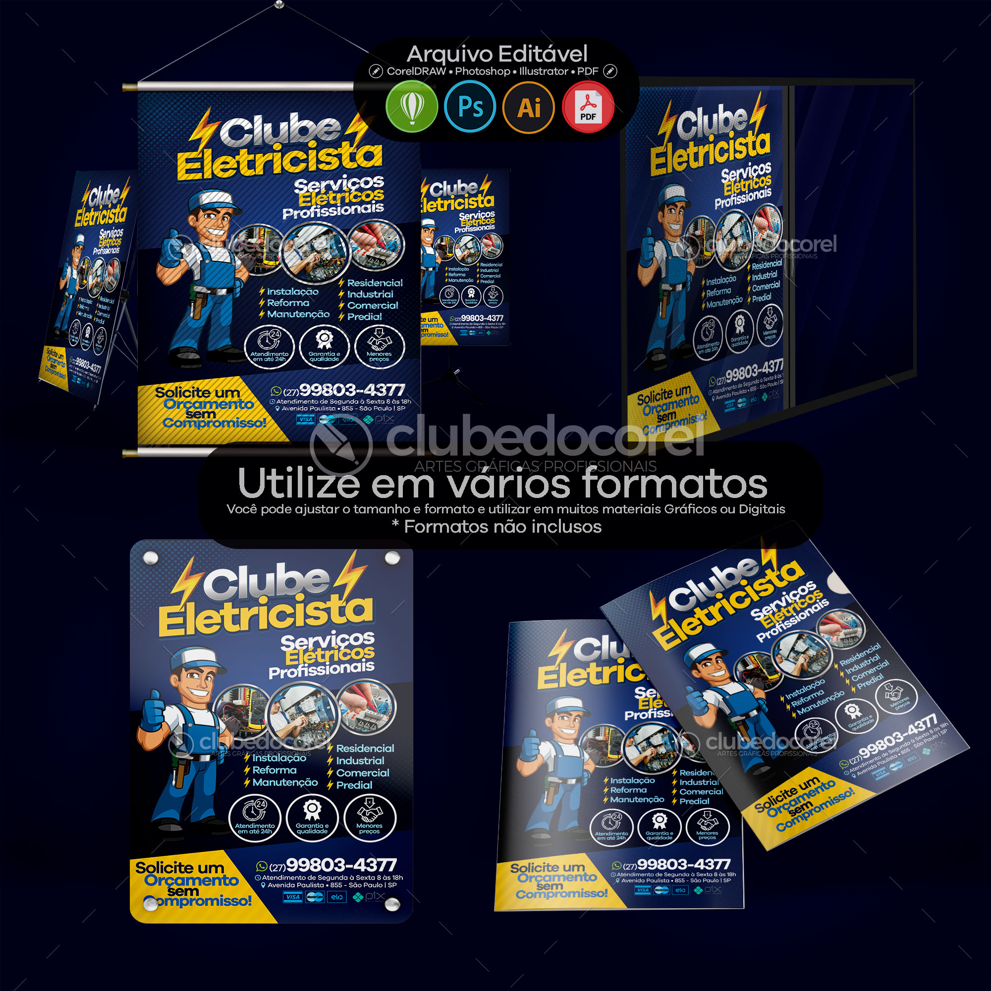 Panfleto / Flyer / Banner / Post / Arte - Eletricista [CDR PSD AI PDF]