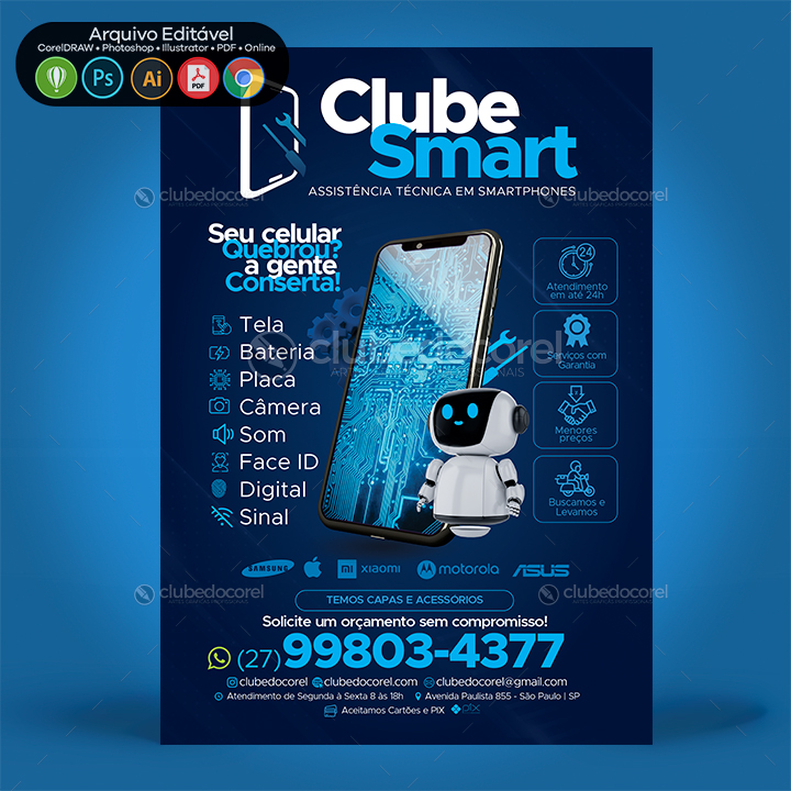 Assistência Técnica - Conserto Smartphone Celular - Panfleto Flyer Editável #01