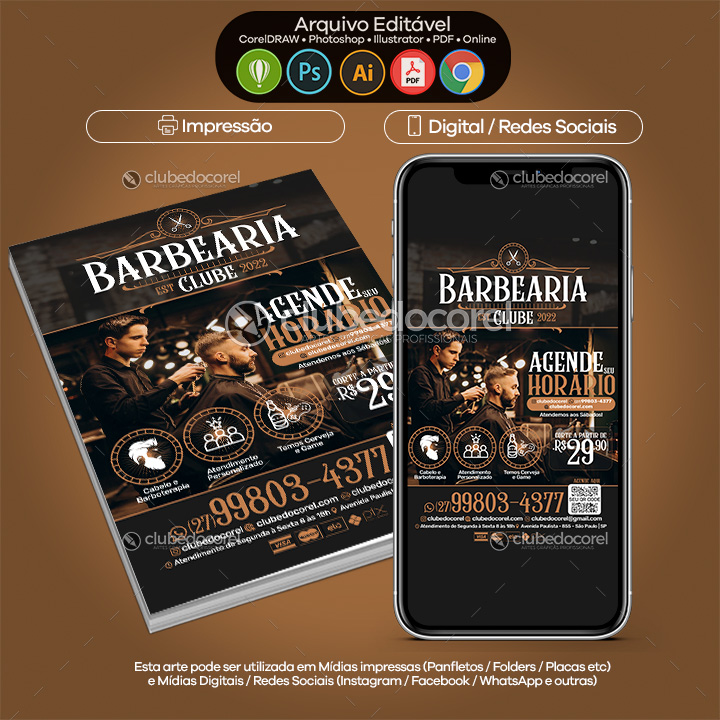 Barbearia - Panfleto Flyer - Editável #01