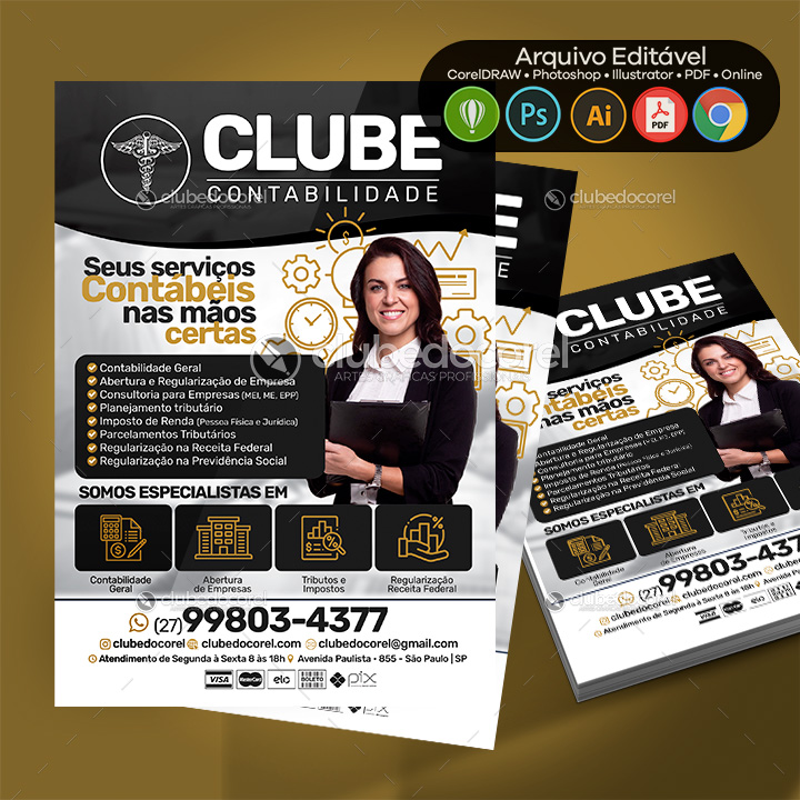 Contabilidade - Panfleto Flyer - Editável CDR PSD PDF #04