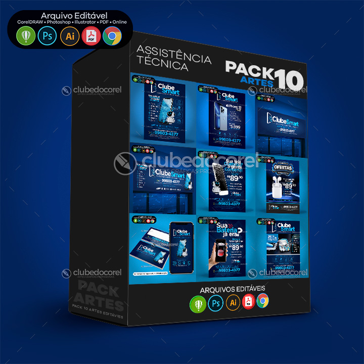 Pack 10 Artes - Assistência Técnica - Conserto Celular Smartphone #01
