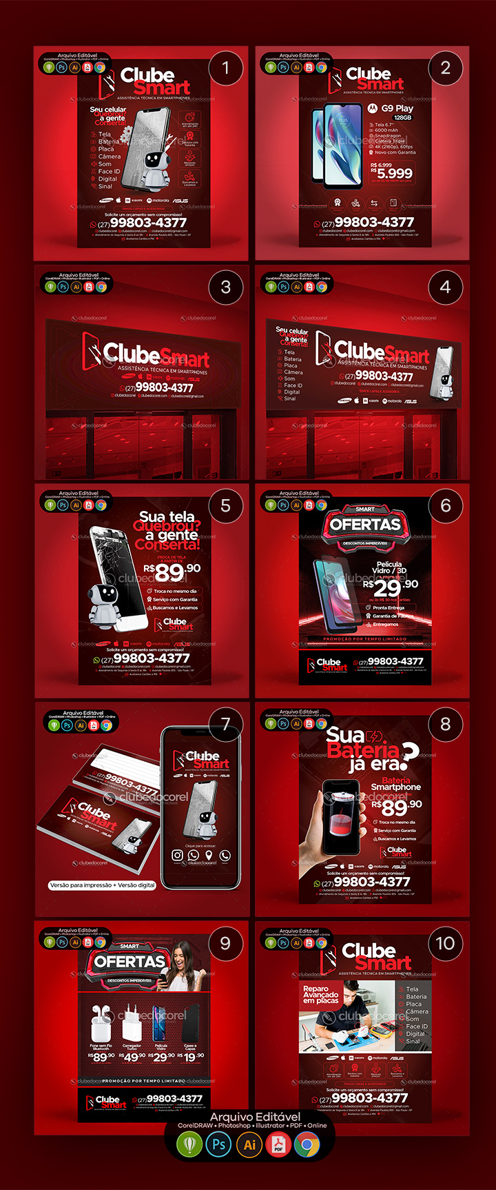 Pack 10 Artes - Assistência Técnica - Conserto Celular Smartphone #03