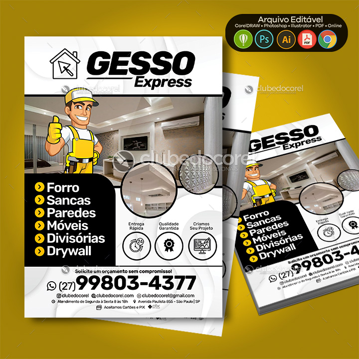 Gesso - Panfleto / Flyer Editável - Modelo Pronto [CDR PSD AI PDF] #03
