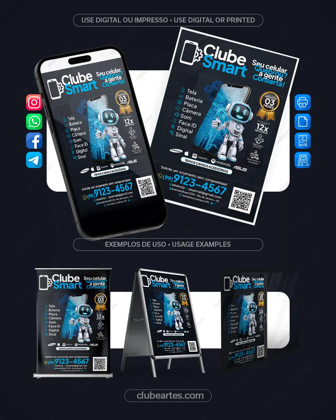 Arte-Modelo-Smartphone-Conserto-Canva Conserto Smartphone Celular – Arte Flyer Modelo PSD CDR Canva