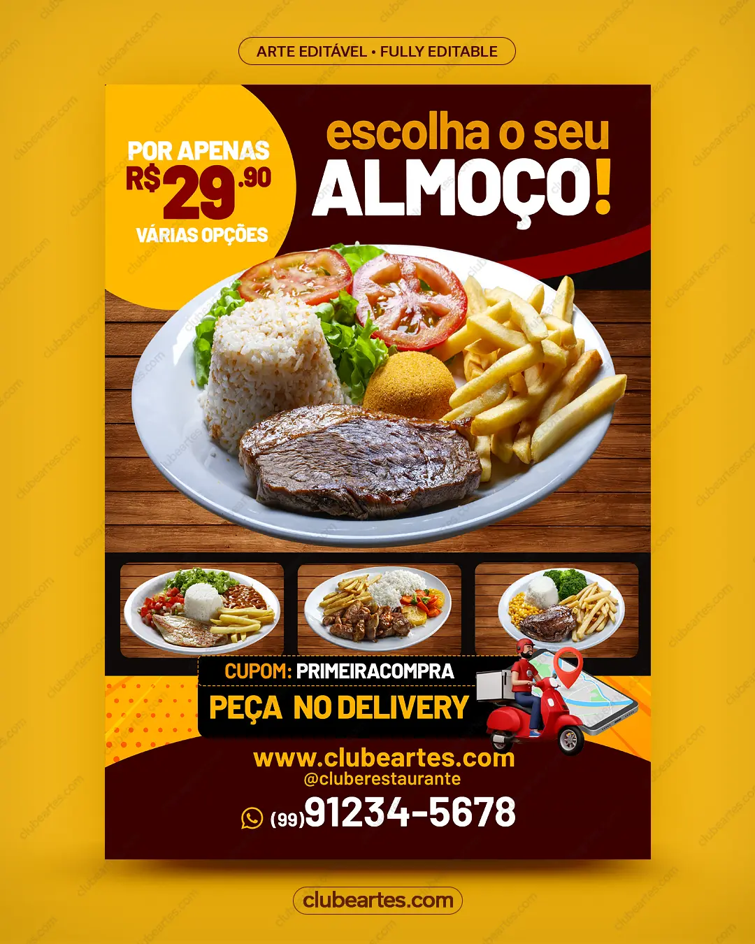 Escolha seu Almoço PF Self Service Panfleto / Flyer / Banner PSD Editável
