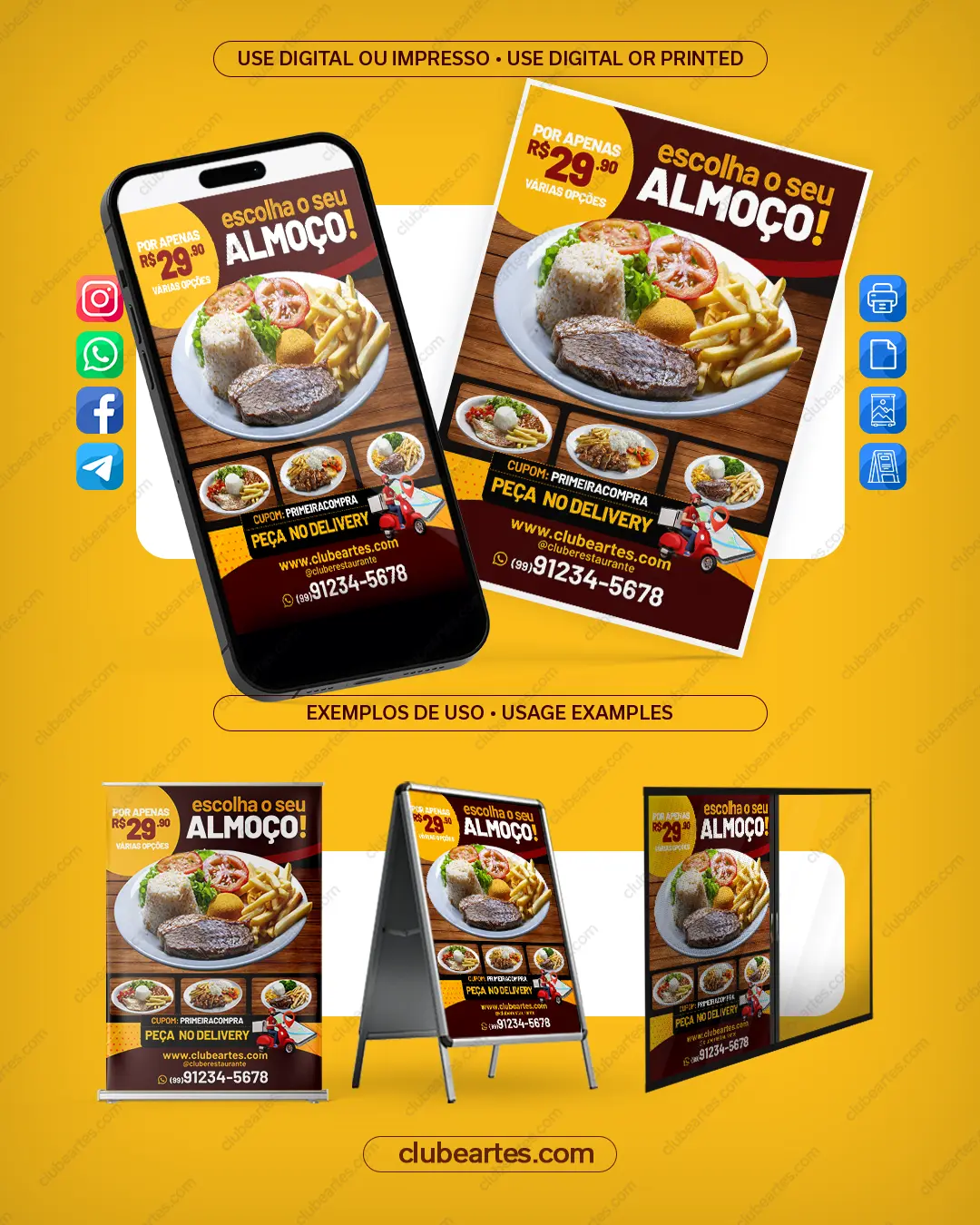 Escolha seu Almoço PF Self Service Panfleto / Flyer / Banner PSD Editável